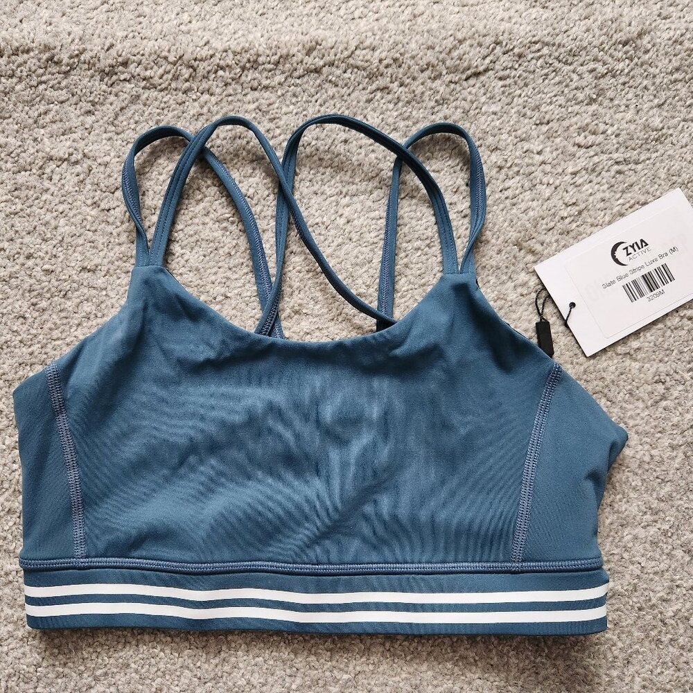 Zyia Slate Blue Stripe Luxe Bra
